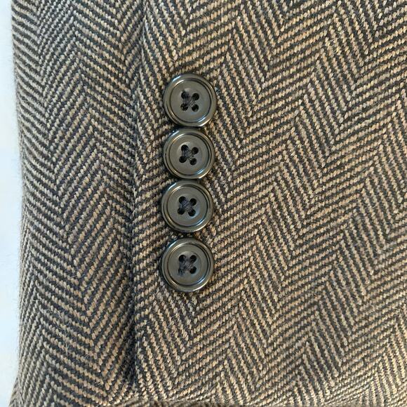 Oscar de la Renta Men’s Brown Herringbone Sport Coat Suit Jacket Blazer Sz 42S - Picture 6 of 13